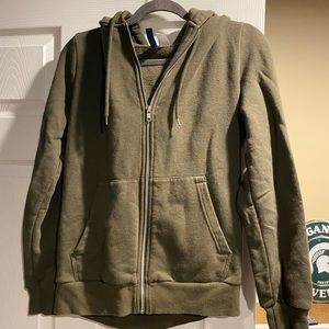 Olive Green Zip Up Hoodie